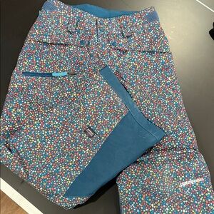 Patagonia Kids' Blue and Red Patterned Ski Pants